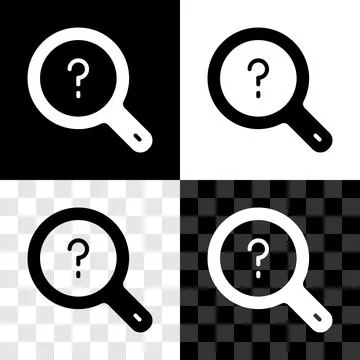 Set Unknown search icon isolated on black and white, transparent background Stock Illustration