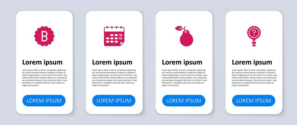 Set Unknown search, Pear, School timetable and Exam paper with incorrect answ Illustrazione stock
