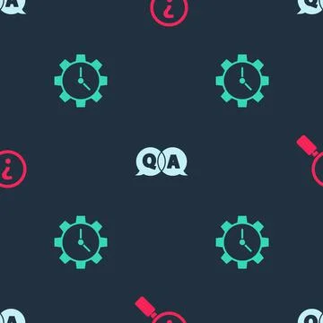 Set Unknown search, Question and Answer and Time Management on seamless pattern 스톡 일러스트