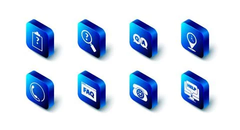 Set Unknown search, Question and Answer, Location with clock, Computer monitor Stock Illustration