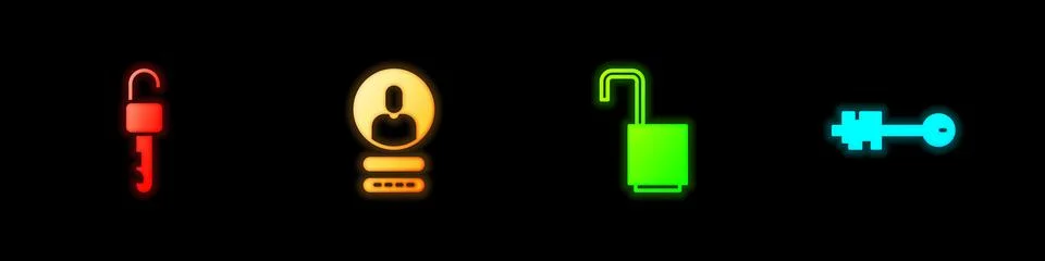 Set Unlocked key, Create account screen, Open padlock and Old icon. Vector 스톡 일러스트