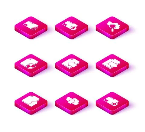 Set Upload file document, Cloud upload, Document protection concept, Next page Illustrazione stock