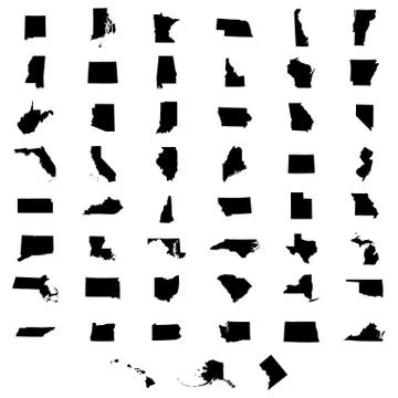 Set of US states maps Stock Illustration