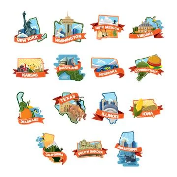 Set Of Us States Maps Ilustración de archivo