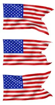 Set of USA flags with angle Stock Illustration