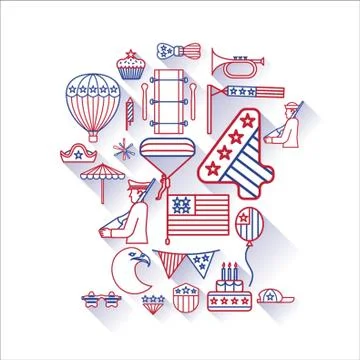 Set Of Usa Icons Stock Illustration