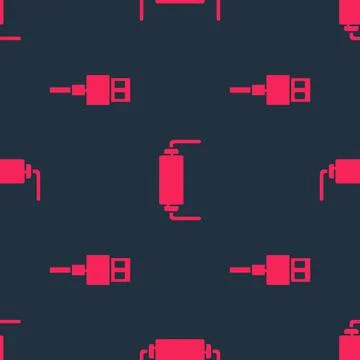 Set USB cable cord and Resistor electricity on seamless pattern. Vector Stock Illustration