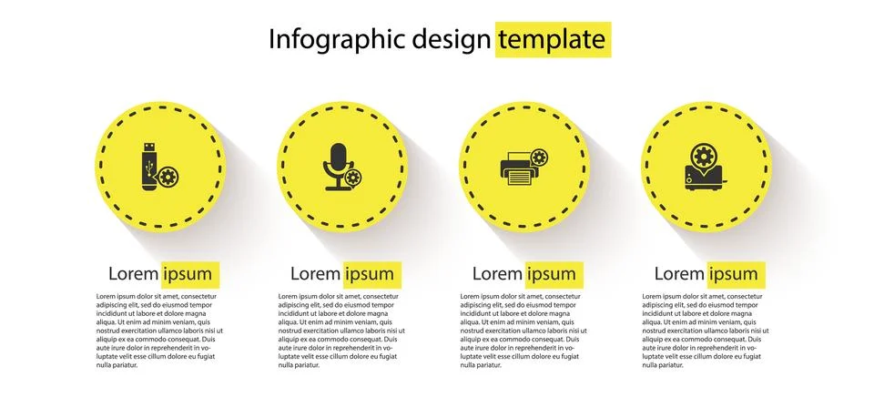 Set USB flash drive setting, Microphone, Printer and Toaster. Business Illustrazione stock