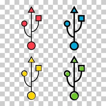 Set of USB icon technology, connect device sign, electronic portable symbol , Illustrazione stock