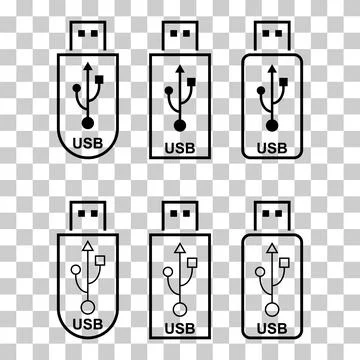 Set of USB icon technology, connect device sign, electronic portable symbol , Stock Illustration
