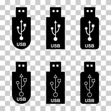 Set of USB icon technology, connect device sign, electronic portable symbol , Stock Illustration