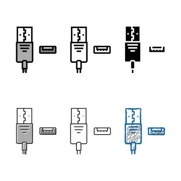 Set usb type a color icon vector Stock Illustration
