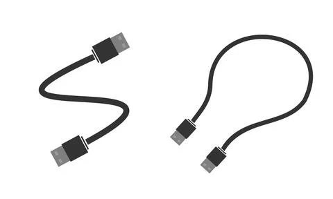 A set of USB to USB cables for connecting various devices. Flat vector Stock Illustration