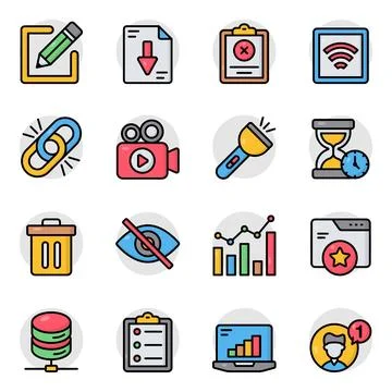 Set of User Experience Flat Icons Illustrazione stock