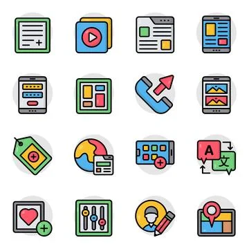 Set of User Experience Flat Icons Stock Illustration