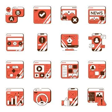 Set of User Experience Flat Icons Stock Illustration