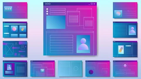 Set with user interface concept forms. Abstract web pages and ui elements Stock Illustration
