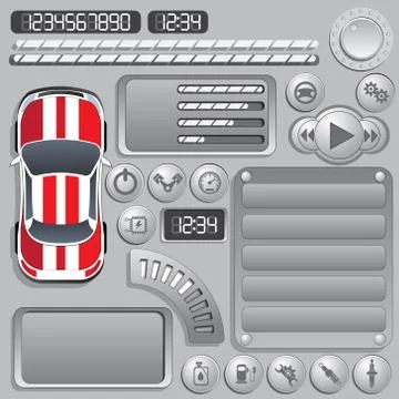 A set of user interface elements. Illustrazione stock