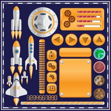 A set of user interface elements. Stock Illustration