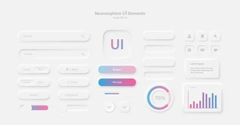 A set of user interface elements for a mobile application. A collection of icons Illustrazione stock
