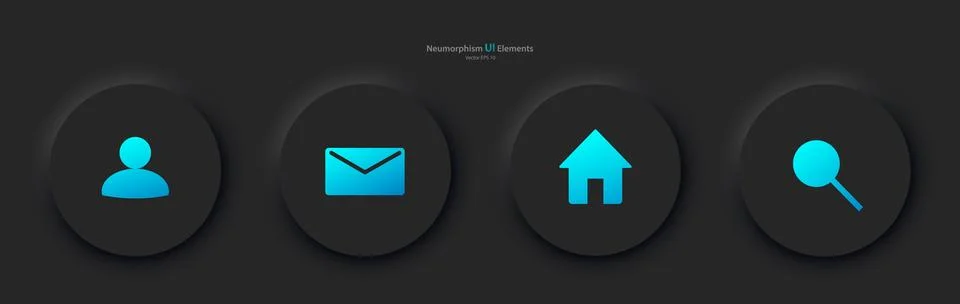 A set of user interface elements for a mobile application in black with blue Stockillustratie