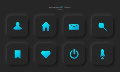 A set of user interface elements for a mobile application in black with blue イラスト素材