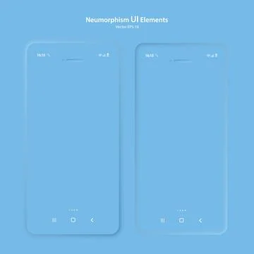 A set of user interface elements for a mobile application in blue. Stock Illustration