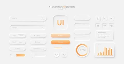 A set of user interface elements for a mobile application. A collection of icons Stock Illustration