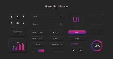 A set of user interface elements for a mobile application. A collection of icons Illustrazione stock