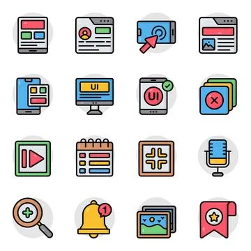 Set of User Interface Flat Icons Stock Illustration