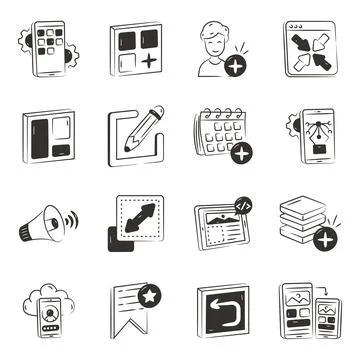 Set of User Interface Glyph Icons Stock Illustration