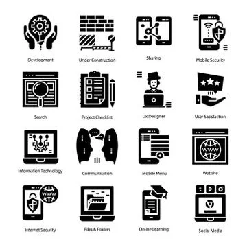 Set of User Interface Solid Icons Stock Illustration