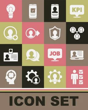 Set User of man in business suit, Laptop with resume, Project team base, Mobi Stock Illustration