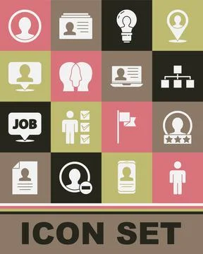 Set User of man, Create account screen, Hierarchy organogram chart, Head with Stock Illustration