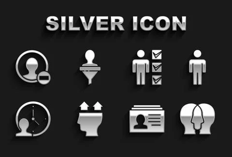 Set User of man, Project team base, Resume, Time Management, in business suit Stockillustratie