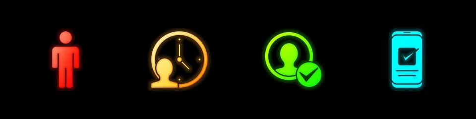 Set User of man, Time Management, Create account screen and Smartphone icon Stock Illustration