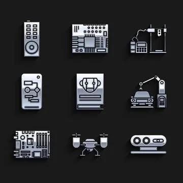 Set User manual, 3d scanning system, Industrial machine robotic robot arm han Illustrazione stock