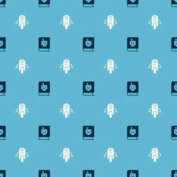 Set User manual and Robot on seamless pattern. Vector Illustrazione stock