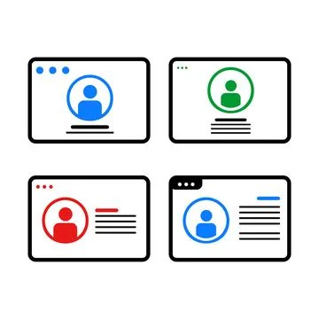Set of User Profile Icons Displaying Different Statuses and User Interface .. Stock Illustration
