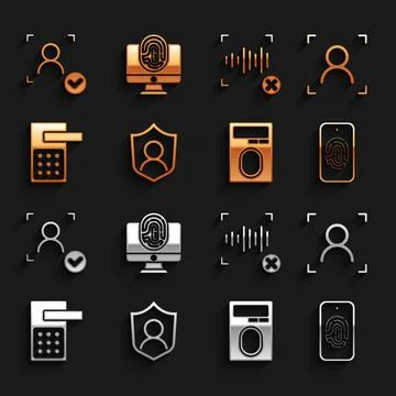 Set User protection, Face recognition, Mobile with fingerprint scan, Fingerprint Illustration