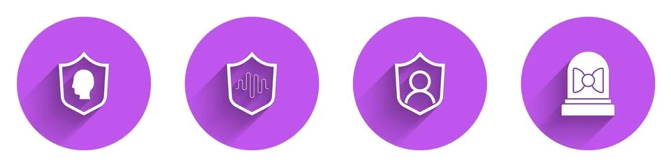 Set User protection, Shield voice recognition, and Motion sensor icon with long Stock Illustration