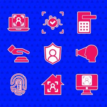 Set User protection, Smart home with face id, Face recognition, Fingerprint.. Illustration