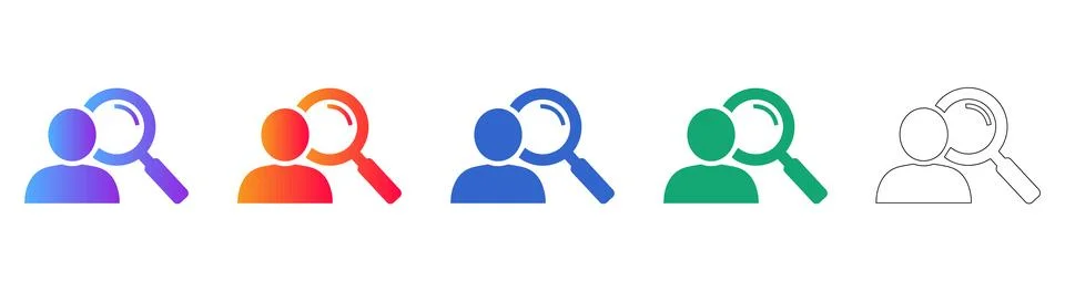 Set of User Search Icons in Various Styles Illustrazione stock