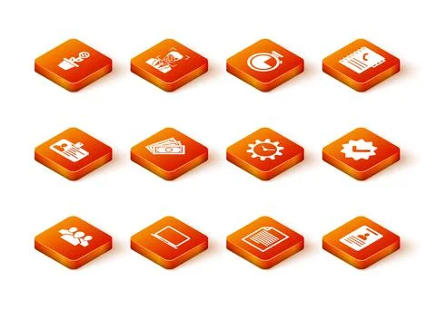 Set Users group, Laptop, Identification badge, Stacks paper money cash, Document Stock Illustration