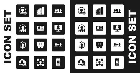 Set Users group, Laptop with resume, Create account screen, Location person Stock Illustration