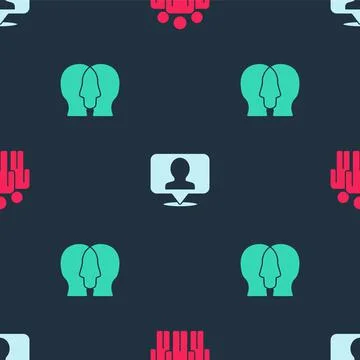 Set Users group, Location with person and Project team base on seamless pattern Stock Illustration