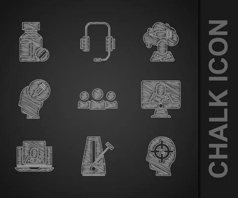 Set Users group, Metronome with pendulum, Finding a problem, Psychologist online Illustrazione stock