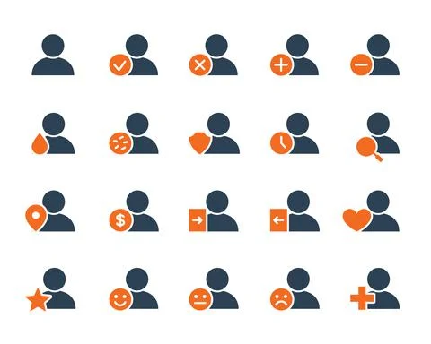 Set of users line icon. Humans with different navigation and more. Stock Illustration