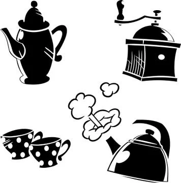Set of utensils for making coffee Stock Illustration