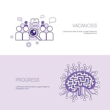 Set of Vacancies And Progress Banners Business Concept Template Background With Stock Illustration